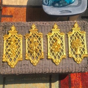 Vintage set of 4 dart ornate wall plaques